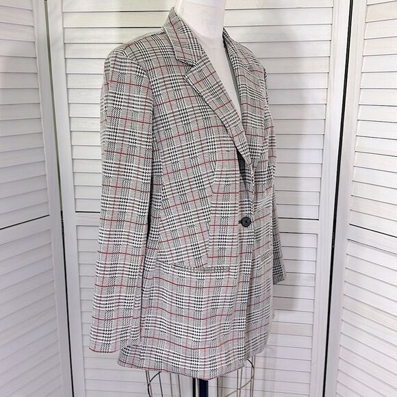 Calvin Klein Houndstooth Plaid Blazer 2X Jacket Partial Tags * - Picture 6 of 15
